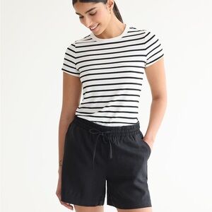 Black Linen Shorts with Drawstring